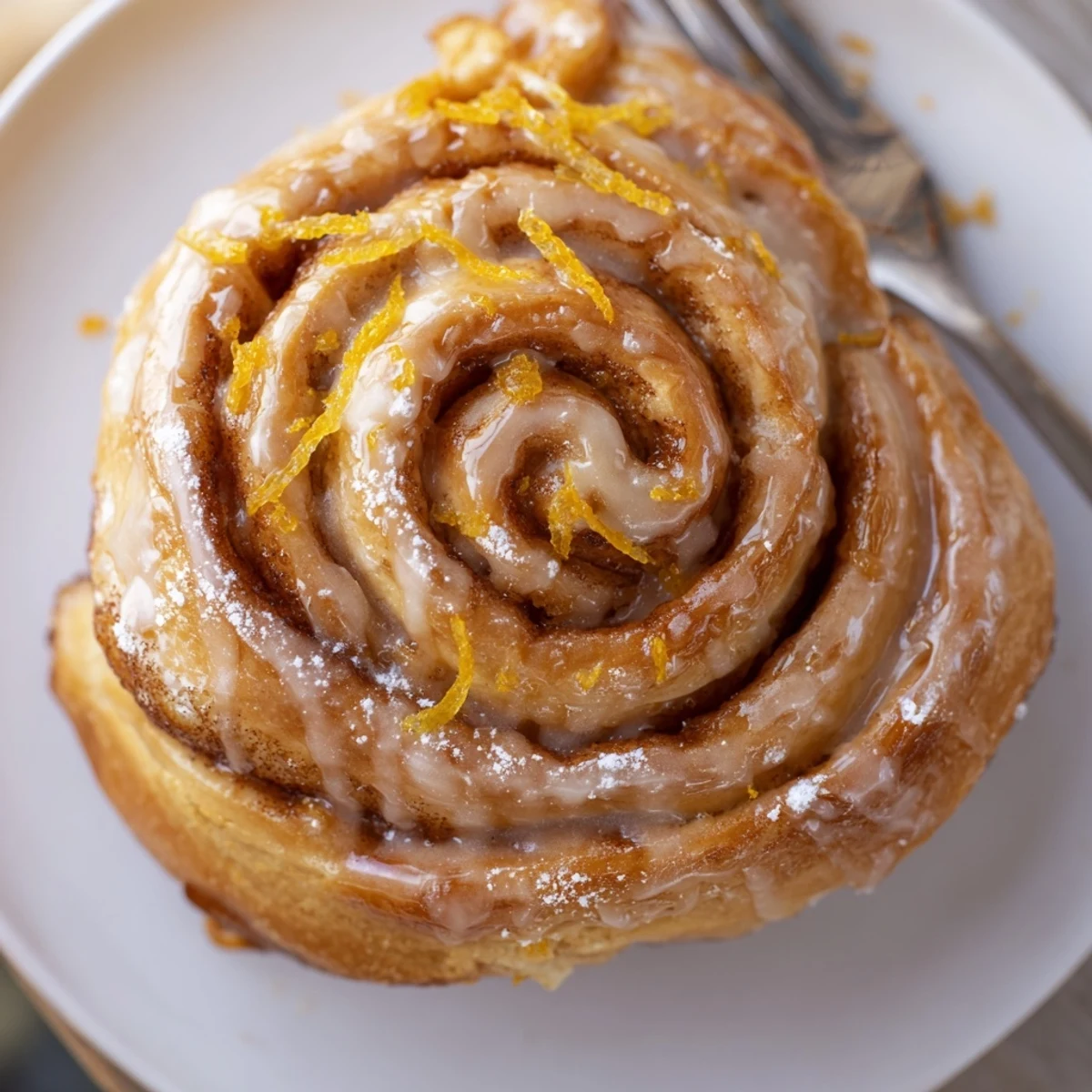 A plate of Orange Cardamom Morning Buns Recipe, citrus glaze gleaming.