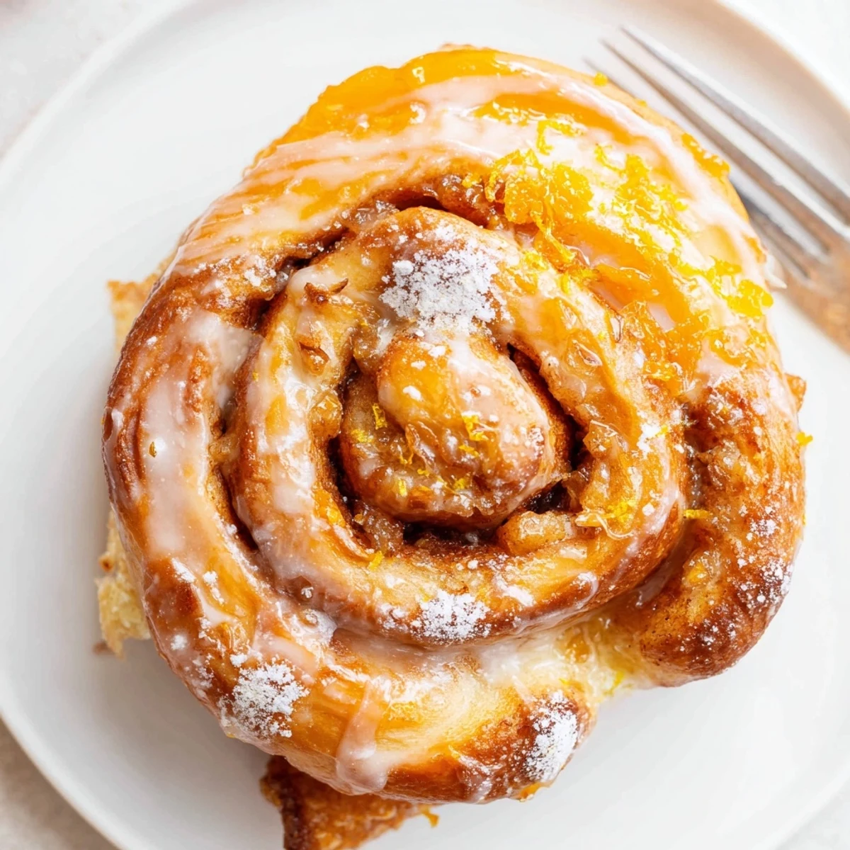 Close-up of Orange Cardamom Morning Buns Recipe, tender swirls dusted with zest.