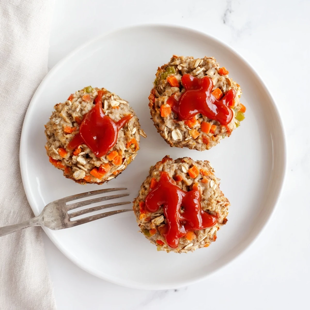 Mini turkey meatloaf muffins with colorful vegetables baked in a muffin pan
