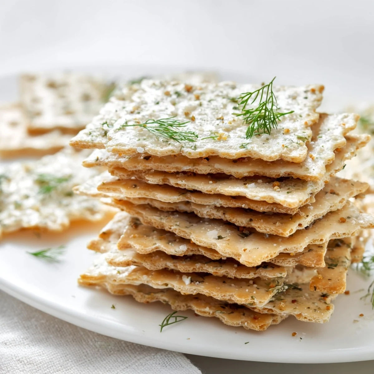 Dill Pickle Saltines Recipe: oven-baked crispy crackers brushed with tangy dill seasoning