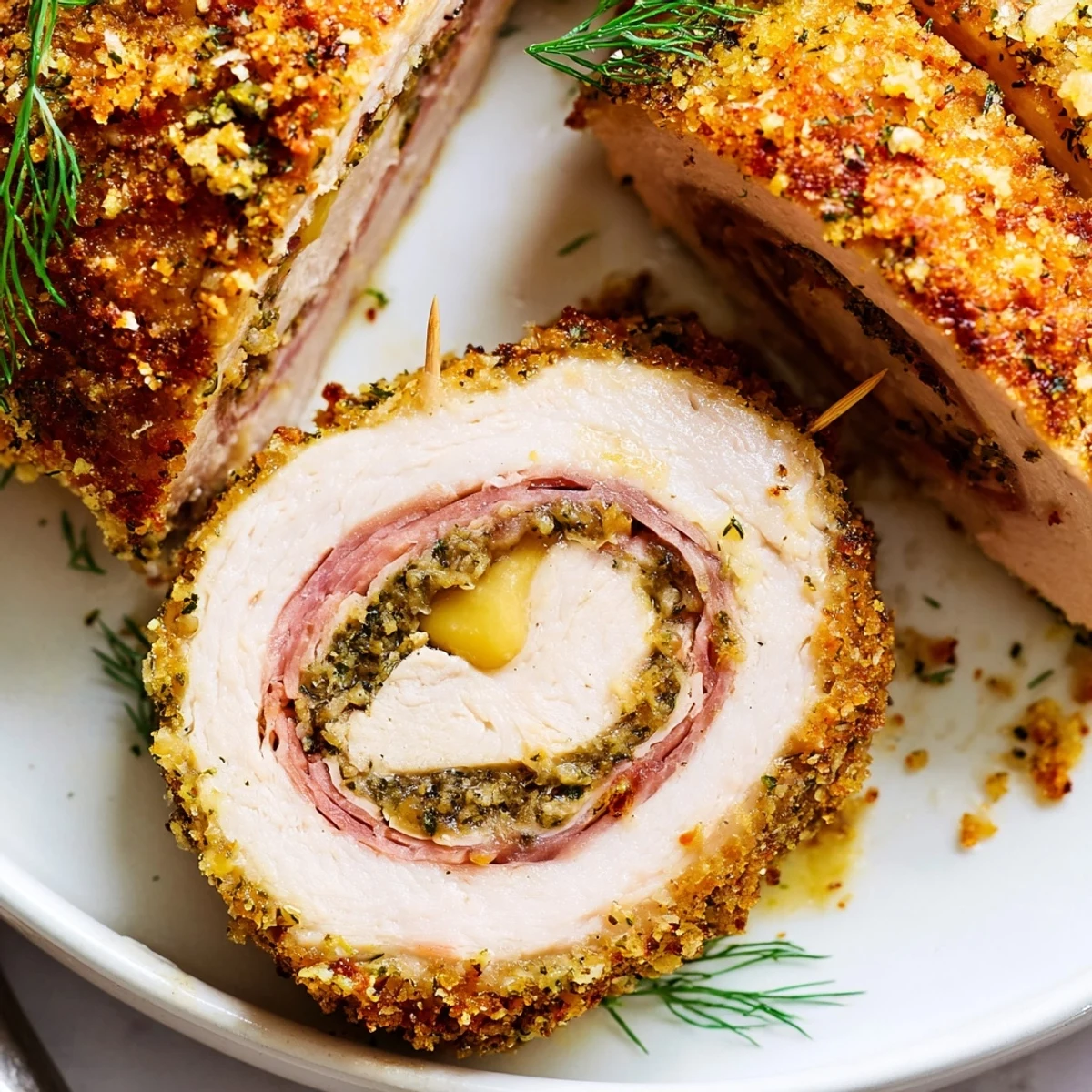Crispy Pickle Brined Chicken Rolls sliced, golden crust and melted cheese oozing