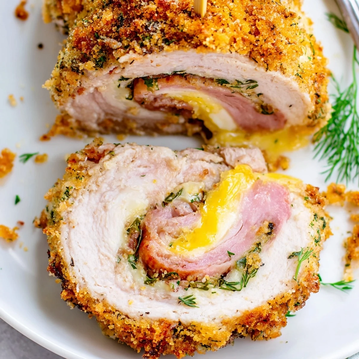 Baked Crispy Pickle Brined Chicken Rolls resting on plate beside creamy coleslaw