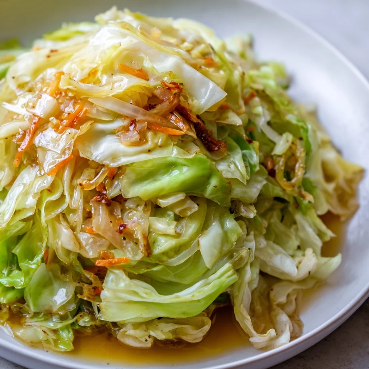 Aromatic Savory Braised Cabbage Recipe finished with tangy apple cider vinegar