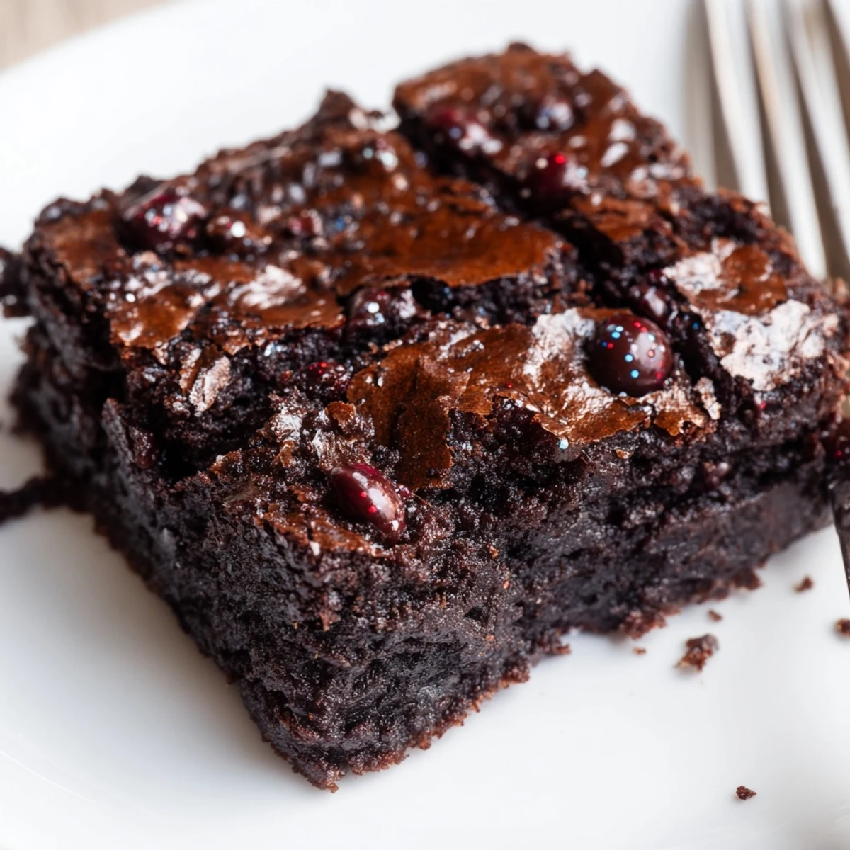 Sourdough Cosmic Chocolate Brownies with fudgy center and rainbow sprinkle topping