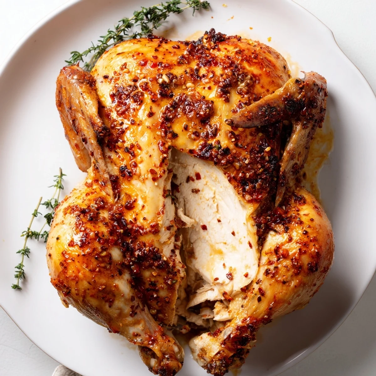Buttermilk Roasted Chicken with crisp golden skin and juicy, herb-scented meat