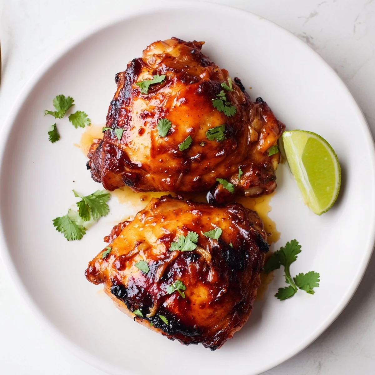 Family-style platter of Chipotle Honey Chicken Thighs With Smoked Gouda, roasted sweet potatoes
