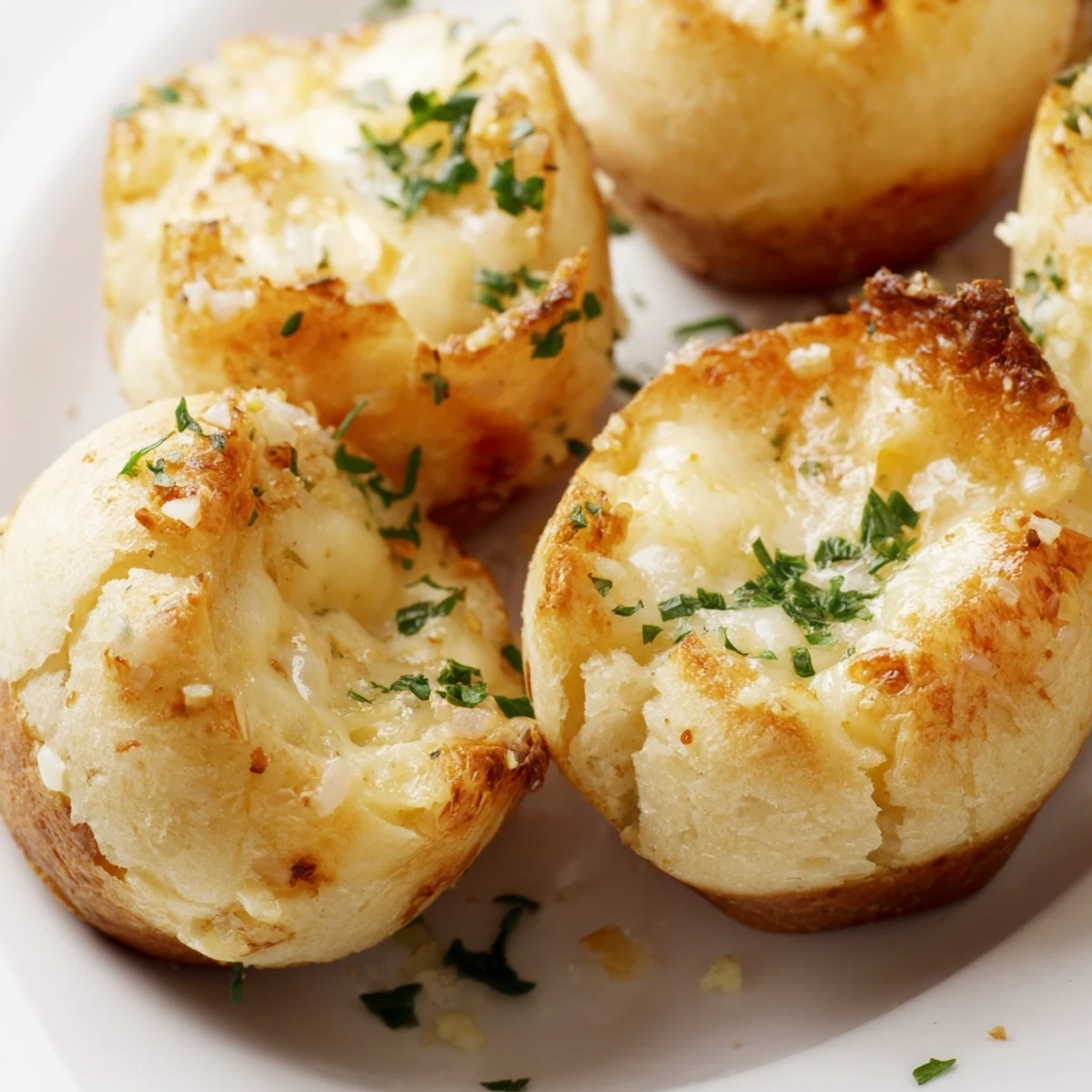 Warm appetizer of cheese stuffed bread bites sprinkled with flaky sea salt and herbs