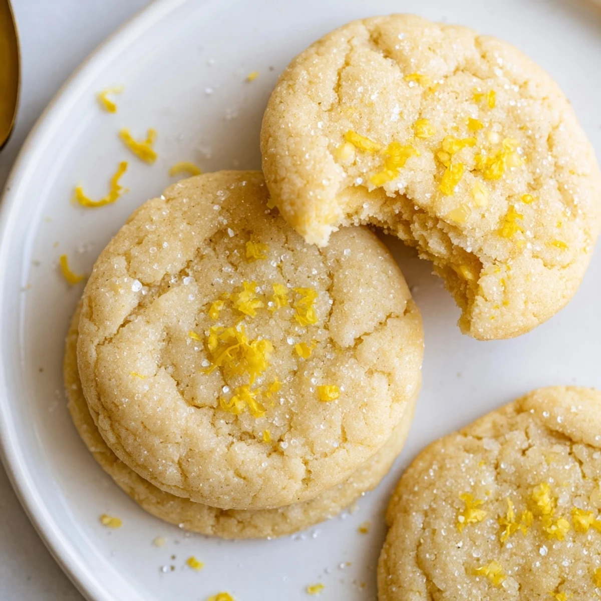 Plate of freshly baked Soft Chewy Lemon Cookies, tender, zesty bites