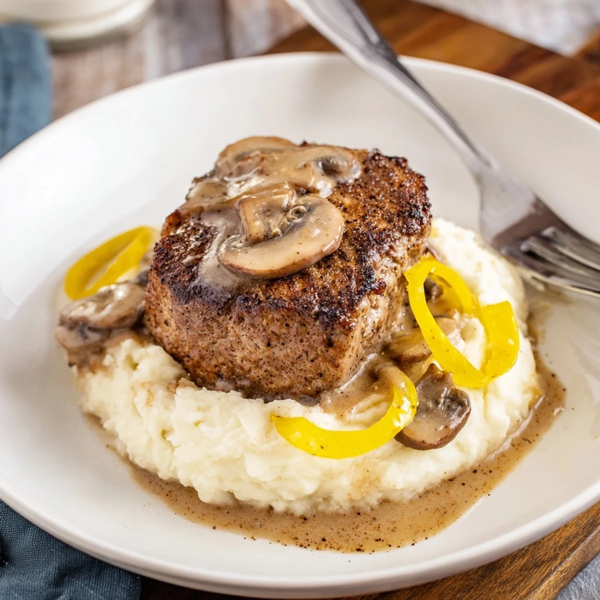 Country Style Smothered Cube Steak Recipe showing browned edges and tender, saucy slices