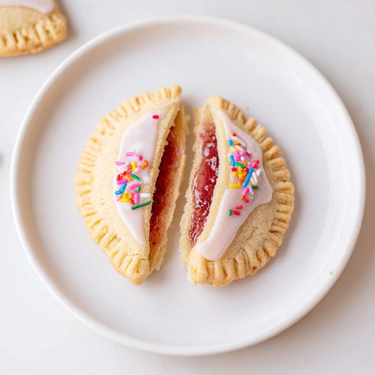 Warm Strawberry Pop Tart Cookies with buttery edges and jam oozing