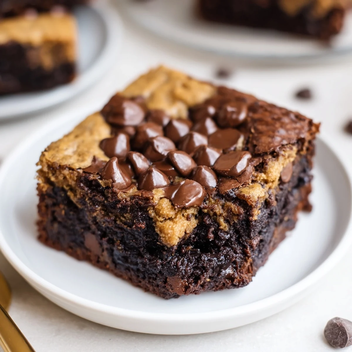Warm Fudgy Chewy Brookies Recipe served with a scoop of vanilla ice cream
