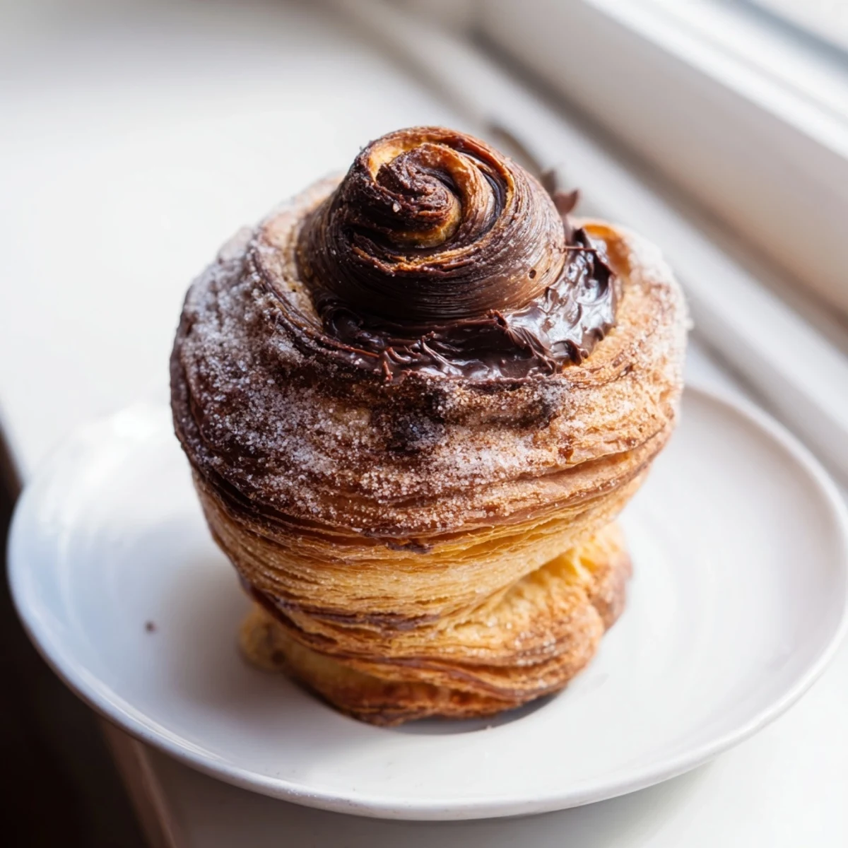 Cruffins dusted with cinnamon sugar showcasing buttery croissant-like pastry in a muffin tin