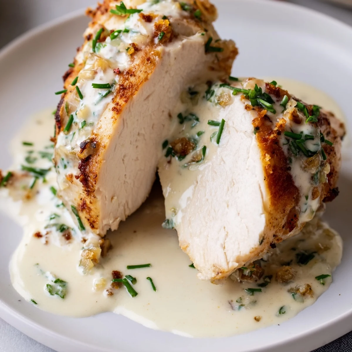 Tender chicken breast smothered in rich, velvety Boursin garlic and fine herbs sauce