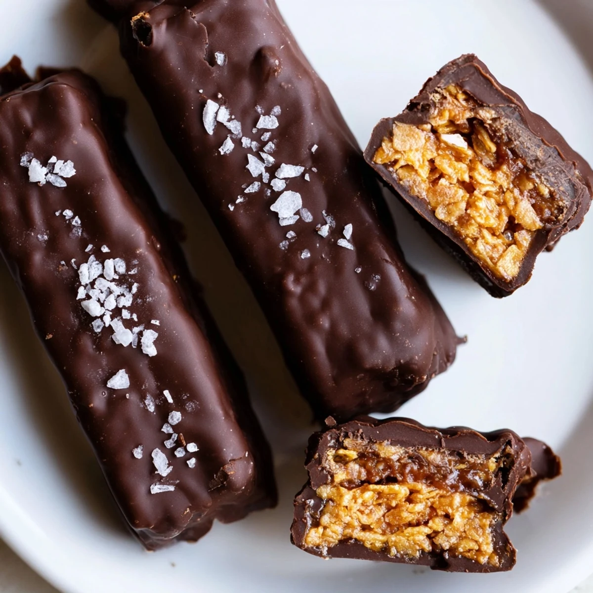 Crunchy peanut butter Healthy Homemade Butterfingers coated in rich melted dark chocolate
