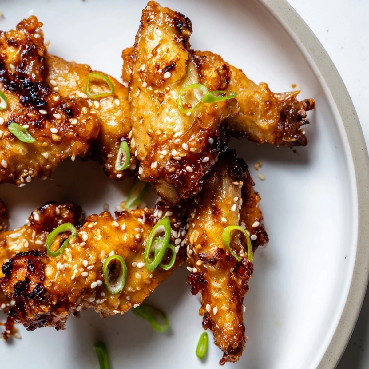 Golden baked miso honey marinated chicken wings glistening with sticky glaze fresh from the oven