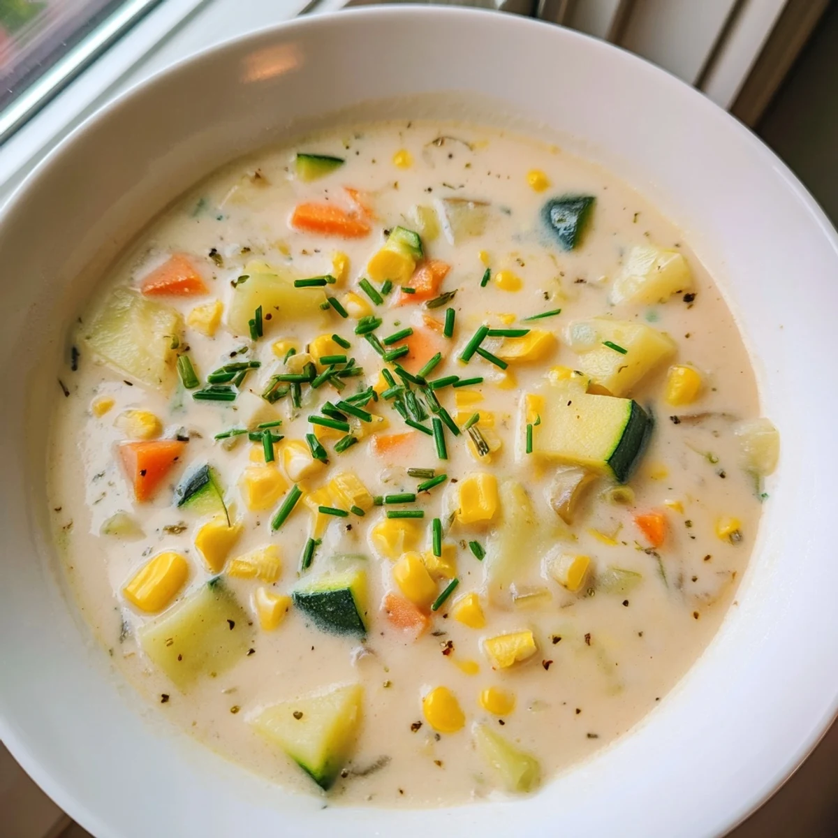 Golden spoonfuls of summer corn zucchini chowder brimming with tender potatoes and herbs