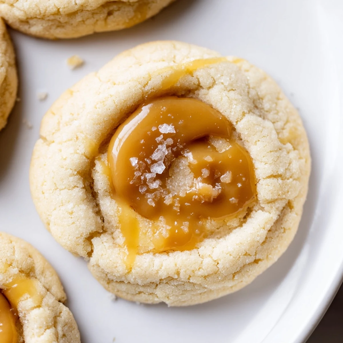 Soft caramel cheesecake cookies with golden edges cooling on a wire rack