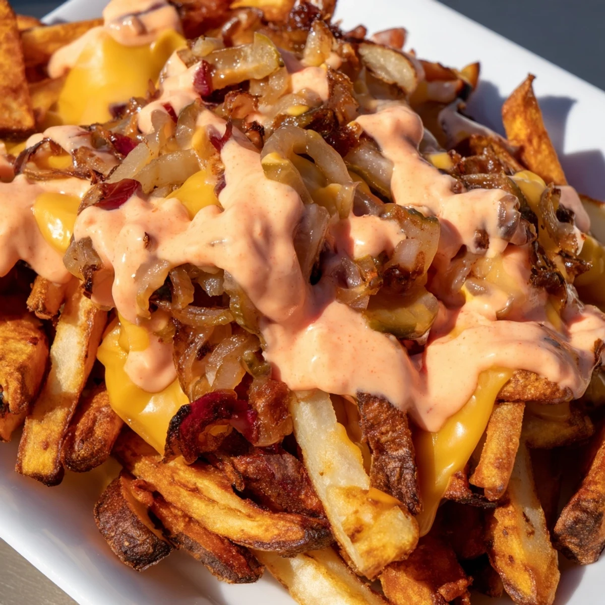 In-N-Out Animal Style Fries topped with caramelized onions and creamy special sauce