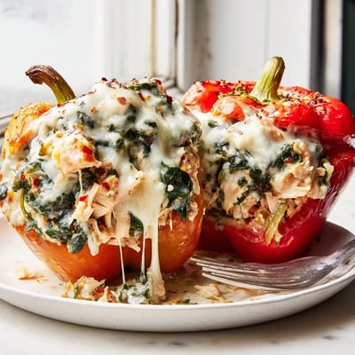 Chicken Florentine Stuffed Peppers